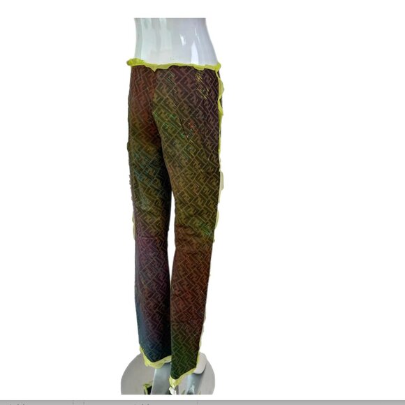 FENDI 2000 Vintage Runway Ad Campaign Lime Green Pants - Picture 3 of 5